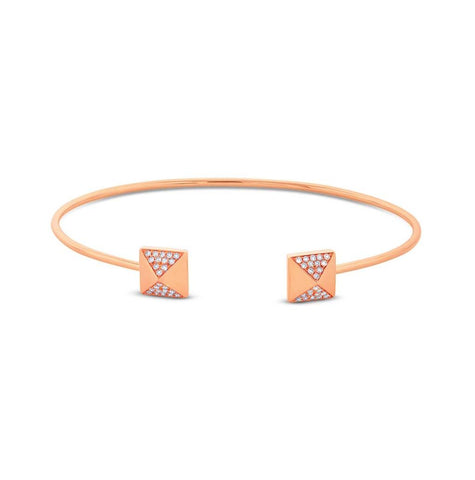 0.25 Ctw 14k Rose Gold Diamond Pyramid Bangle Bracelet