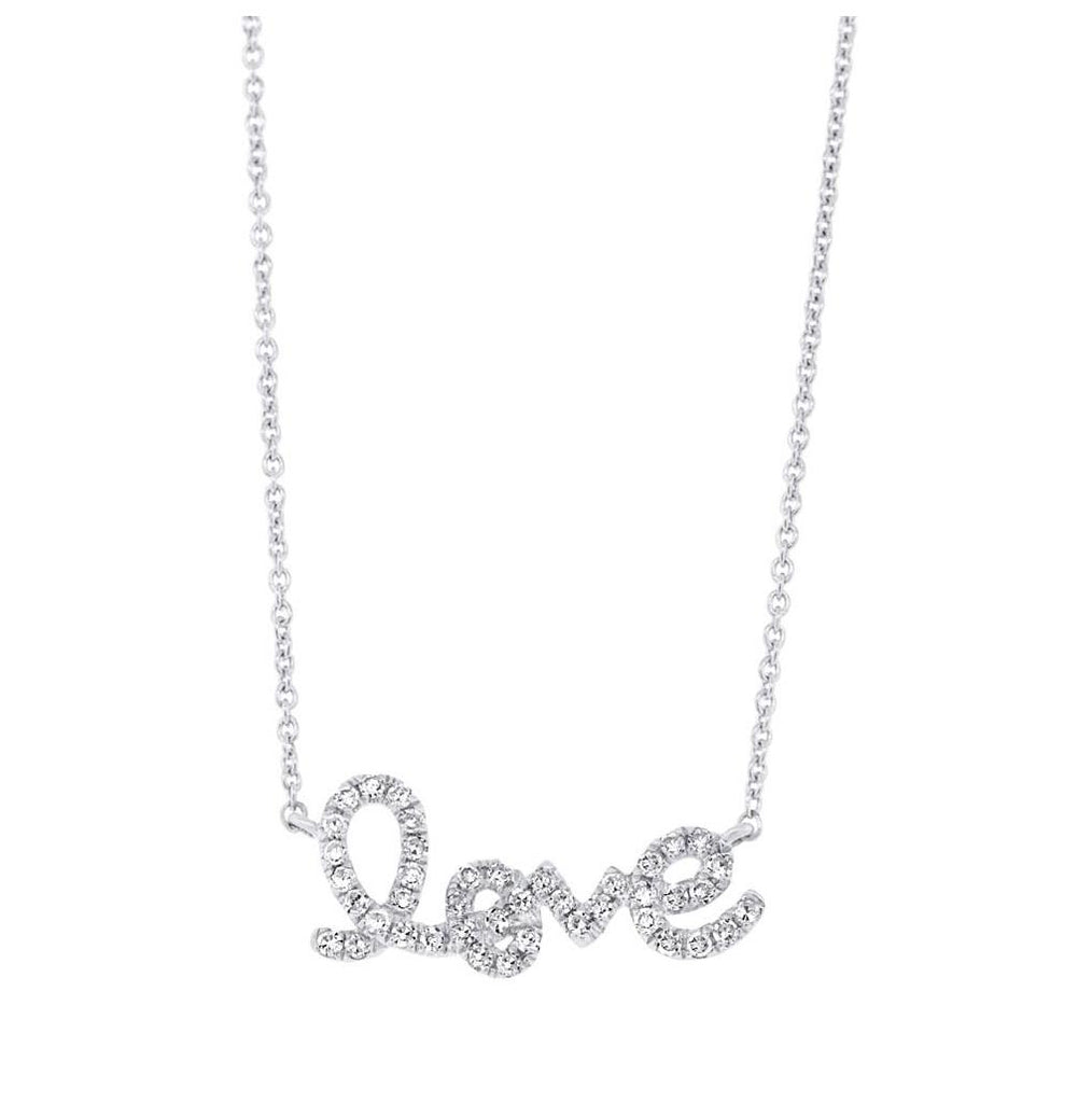 0.21 Ctw 14k White Gold Diamond "love" Necklace