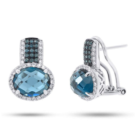 0.32 Ctw Diamond And 5.04 Ctw London Blue Topaz 14k White Gold Earring