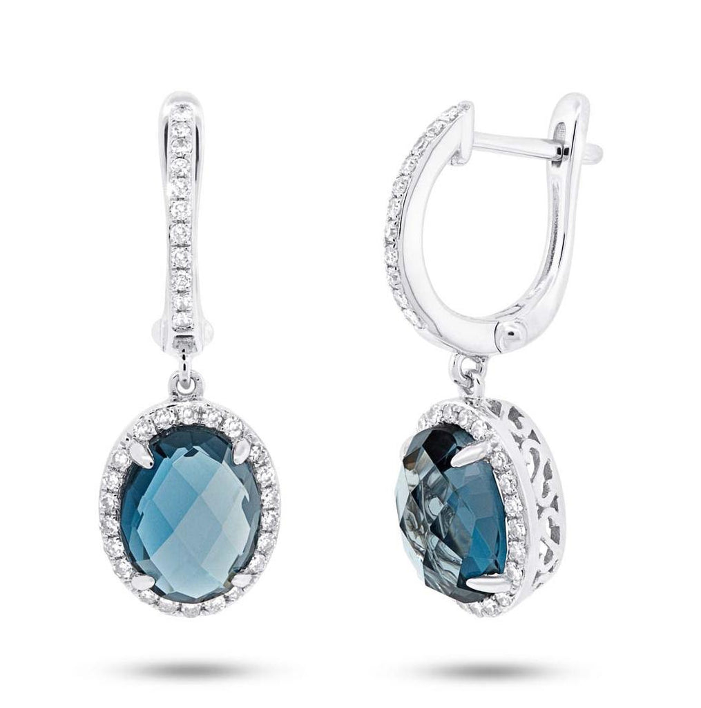 0.36 Ctw Diamond And 5.60 Ctw London Blue Topaz 14k White Gold Earring