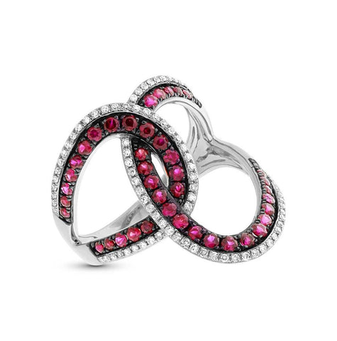 0.24 Ctw Diamond And 0.89 Ctw Ruby 14k White Gold Ring