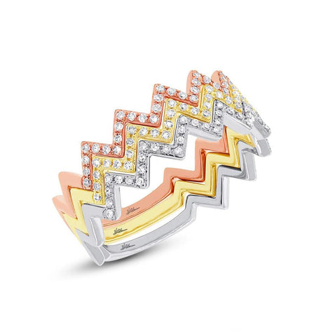 0.33 Ctw 14k Three-tone Gold Diamond Womens Ring 3-pc
