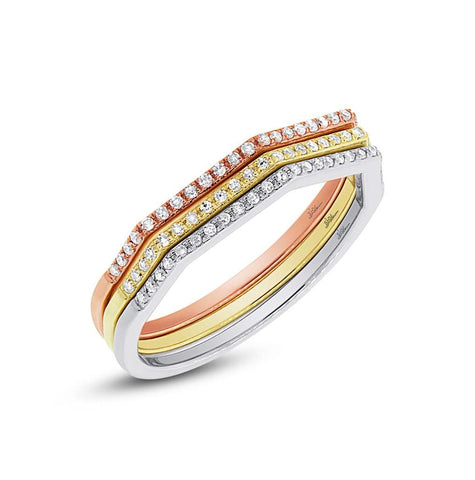 0.21 Ctw 14k Three-tone Gold Diamond Womens Ring 3-pc Size 4.5