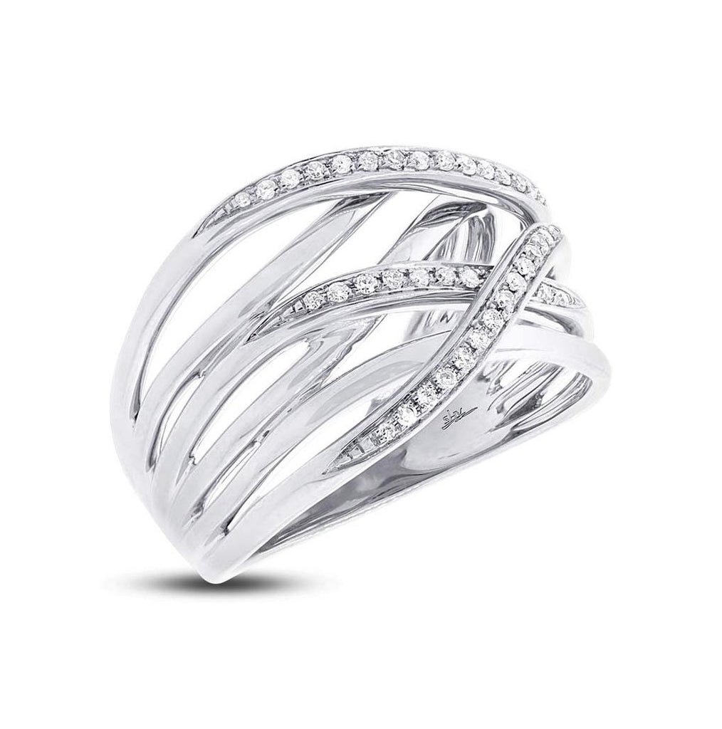 0.19 Ctw 14k White Gold Diamond Bridge Ring