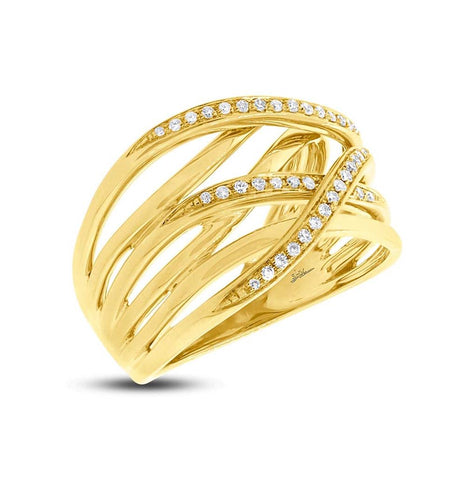 0.19 Ctw 14k Yellow Gold Diamond Bridge Ring