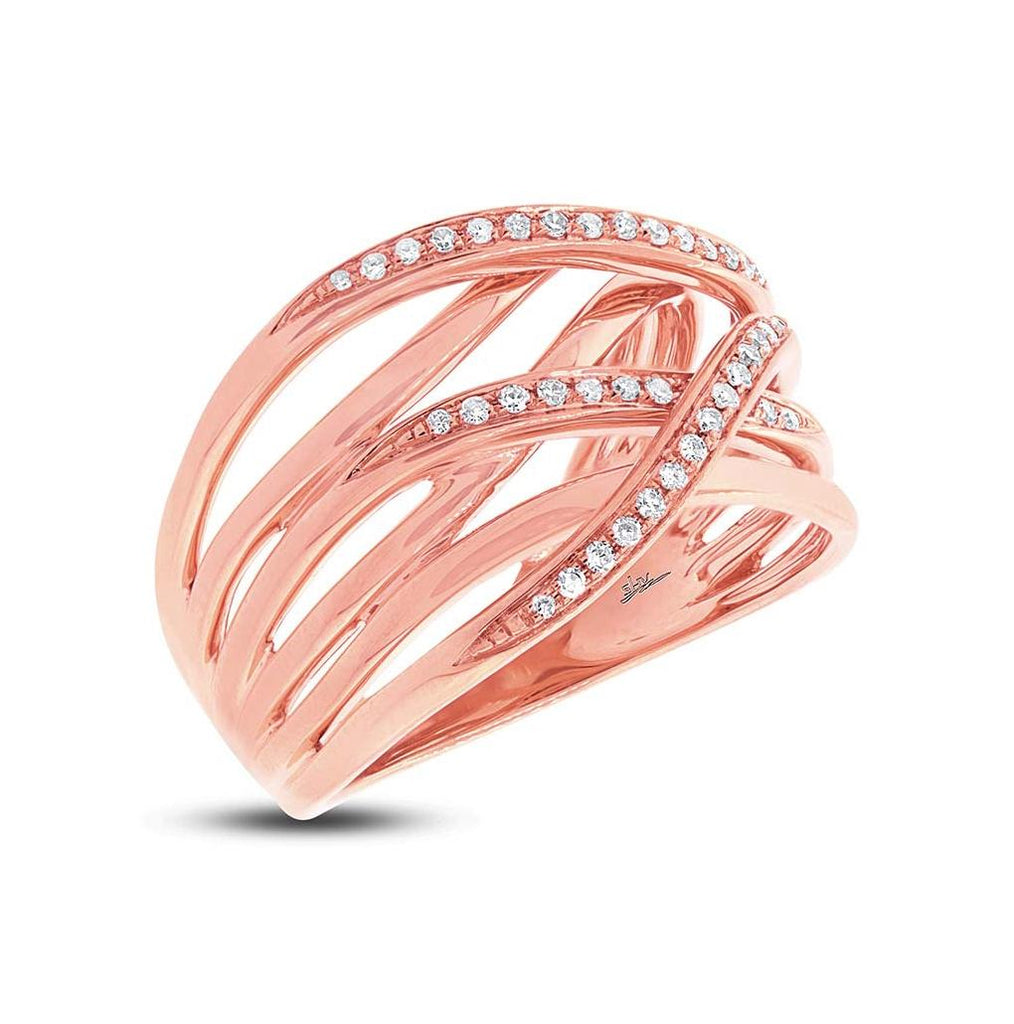0.19 Ctw 14k Rose Gold Diamond Bridge Ring