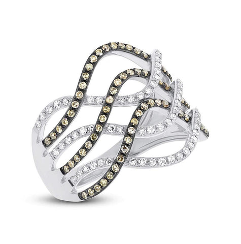 0.59 Ctw 14k White Gold White And Champagne Diamond Womens Ring
