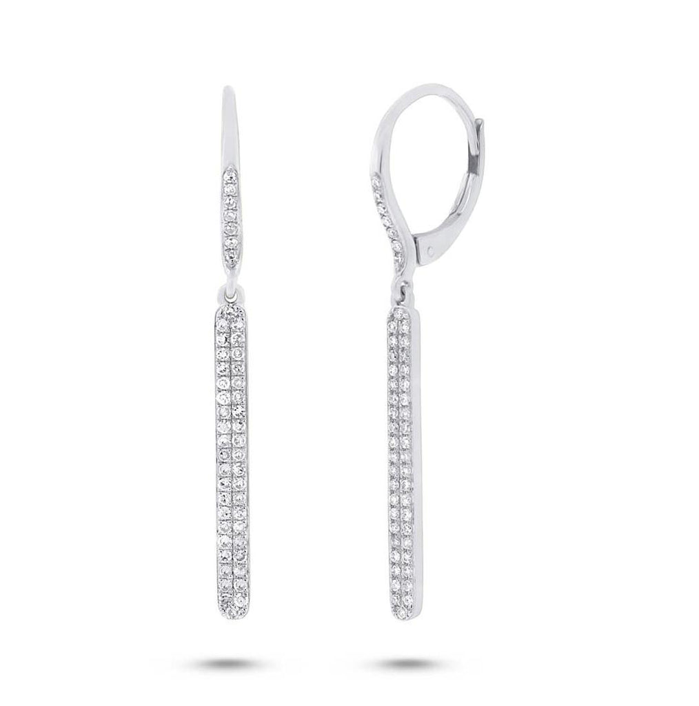 0.39 Ctw 14k White Gold Diamond Bar Earring