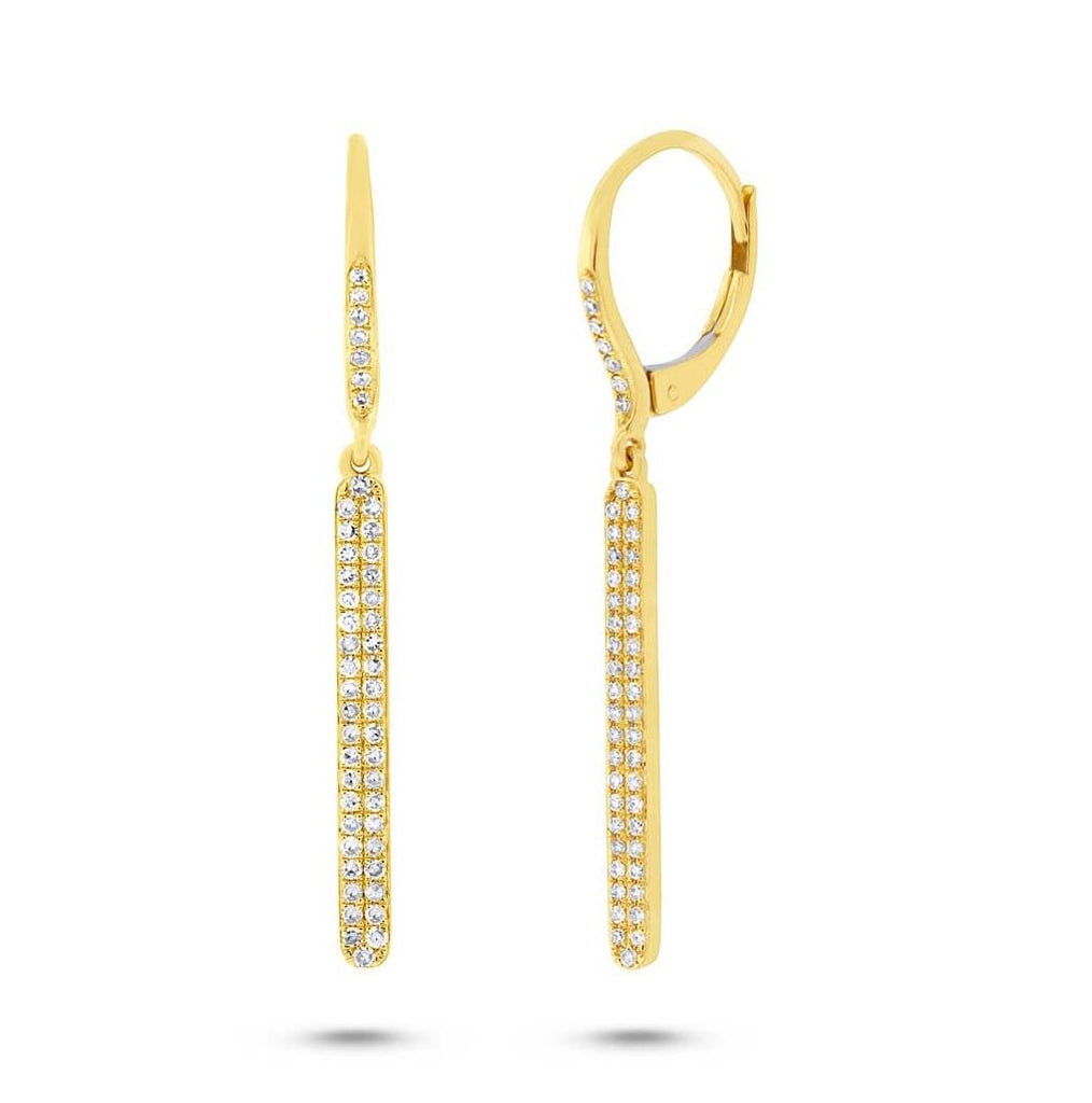 0.39 Ctw 14k Yellow Gold Diamond Bar Earring