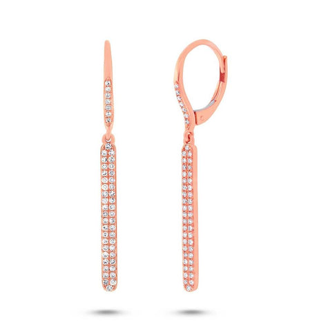 0.39 Ctw 14k Rose Gold Diamond Bar Earring