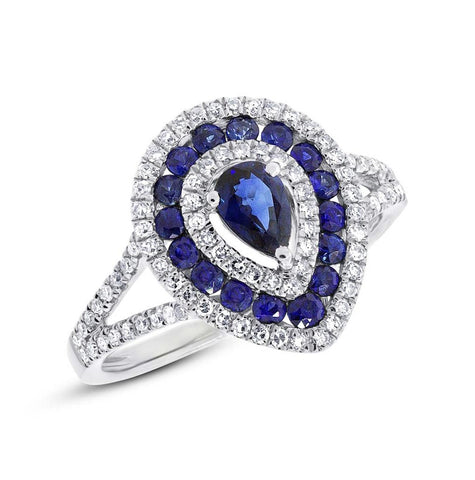 0.37 Ctw Diamond And 0.93 Ctw Blue Sapphire 14k White Gold Ring
