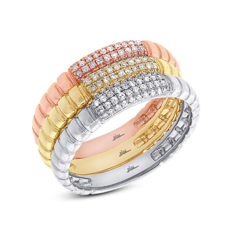 0.36 Ctw 14k Three-tone Gold Diamond Womens Ring 3-pc