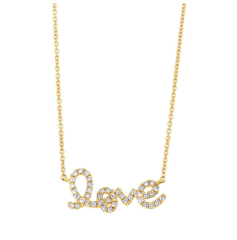 0.21 Ctw 14k Yellow Gold Diamond "love" Necklace