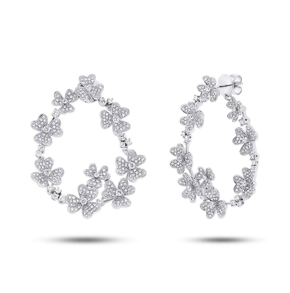 3.71 Ctw 14k White Gold Diamond Flower Earring