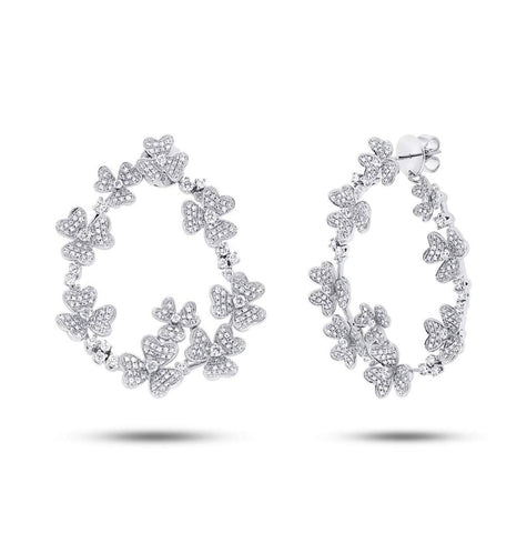 3.71 Ctw 14k White Gold Diamond Flower Earring