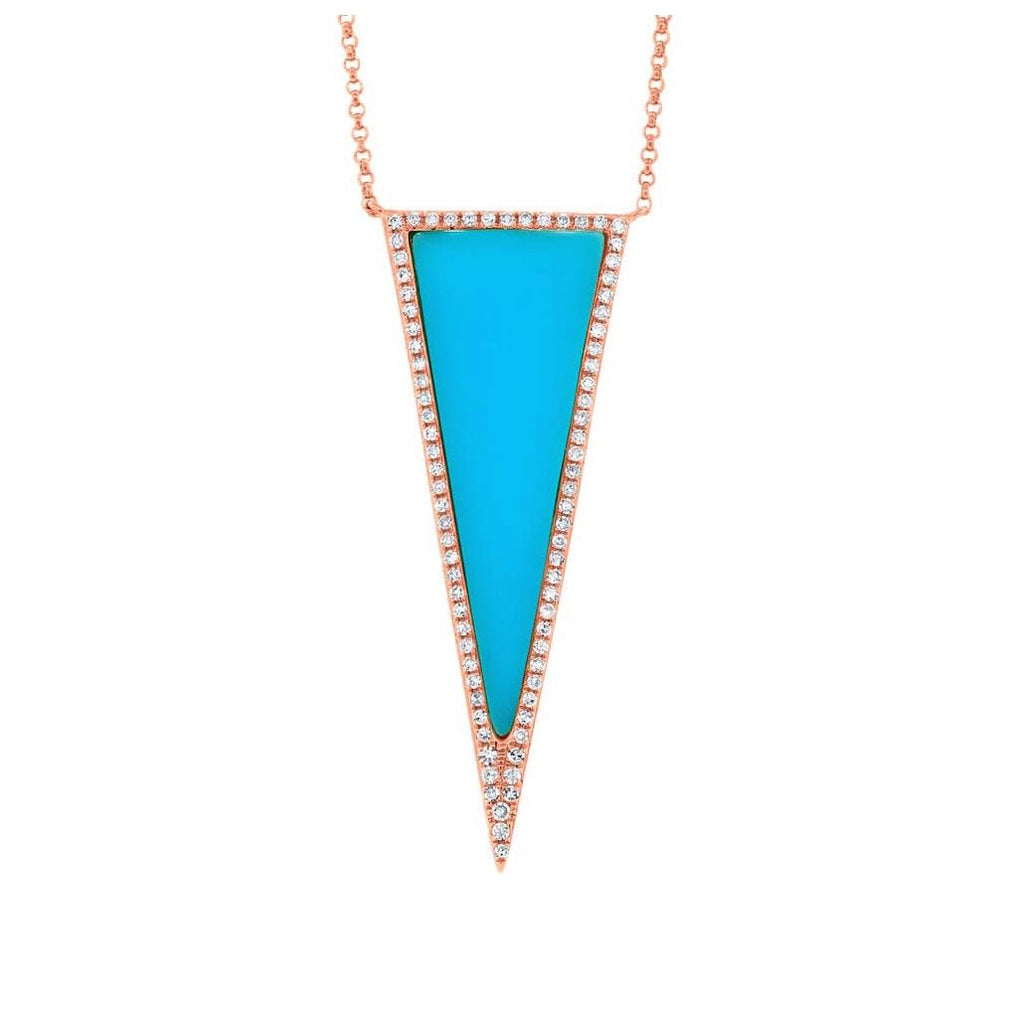 0.25 Ctw Diamond And 1.68 Ctw Composite Turquoise 14k Rose Gold Necklace