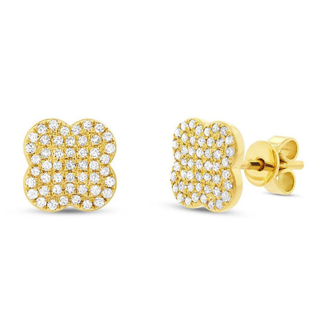 0.31 Ctw 14k Yellow Gold Diamond Clover Stud Earring