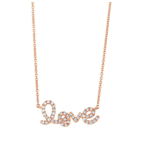 0.21 Ctw 14k Rose Gold Diamond "love" Necklace