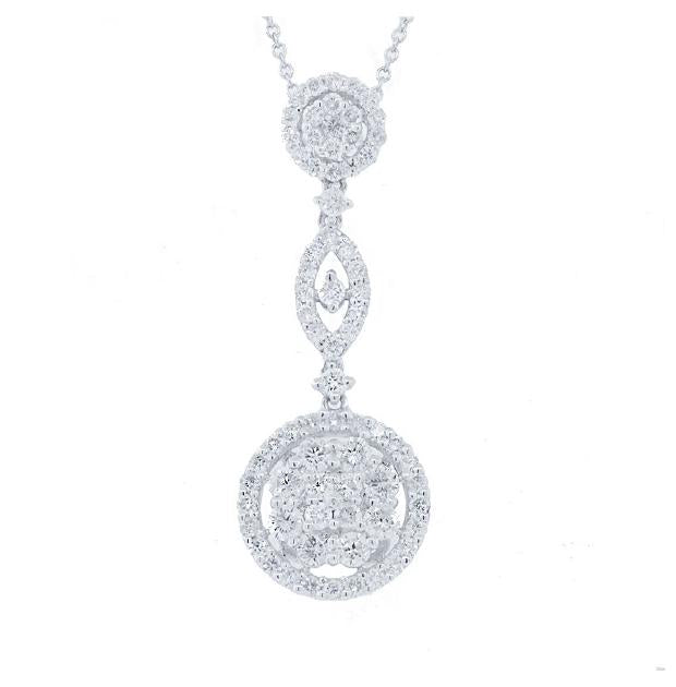 1.35 Ctw 18k White Gold Diamond Pendant Necklace With 18 Inch Chain