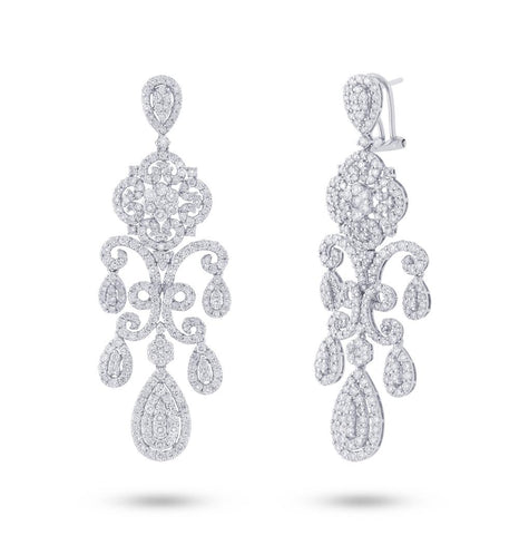 7.06 Ctw 18k White Gold Diamond Chandelier Earring