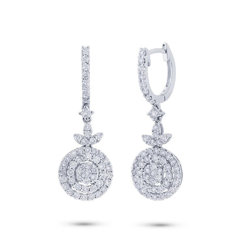 1.17 Ctw 18k White Gold Diamond Earring