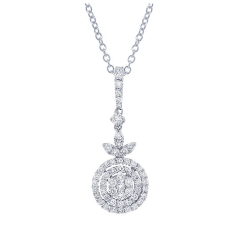 0.73 Ctw 18k White Gold Diamond Pendant Necklace With 18 Inch Chain