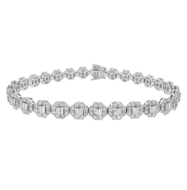 6.34 Ctw 18k White Gold Diamond Womens Bracelet