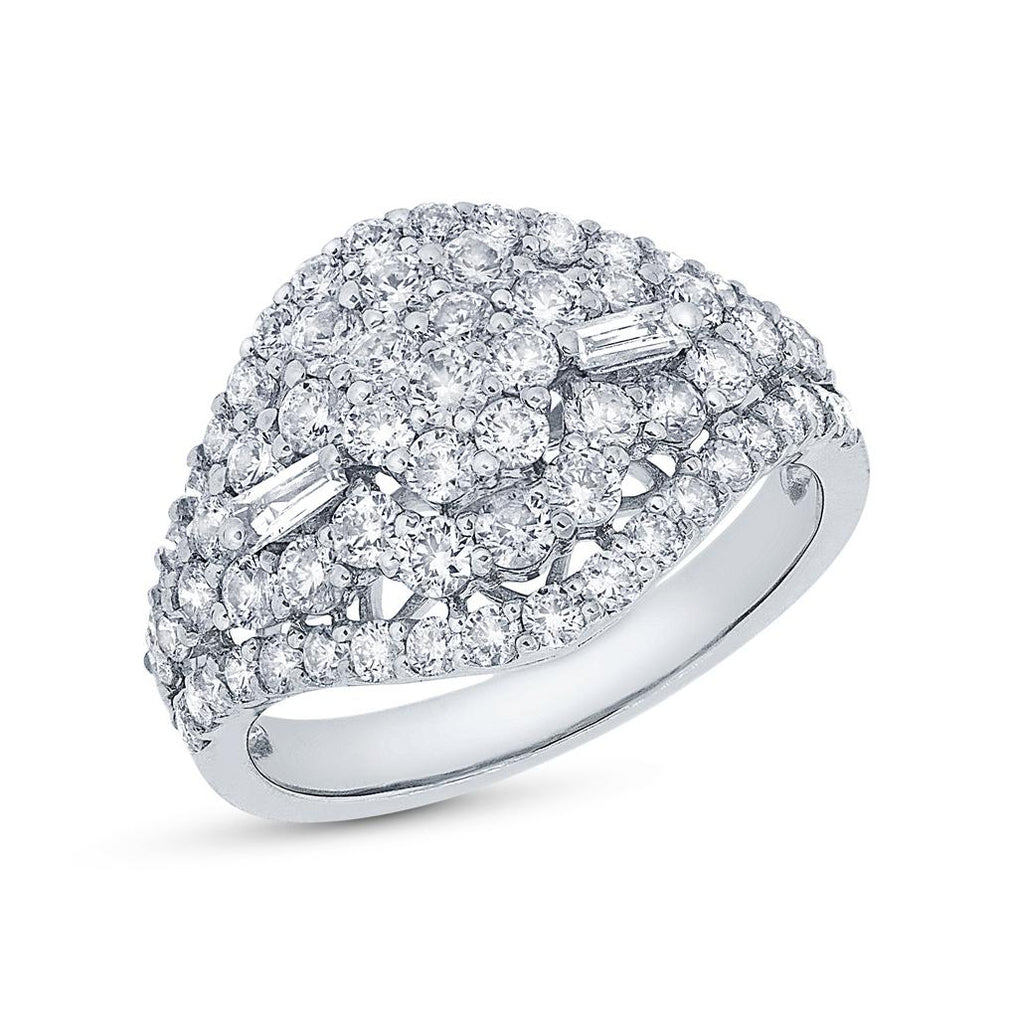 1.84 Ctw 18k White Gold Diamond Womens Ring