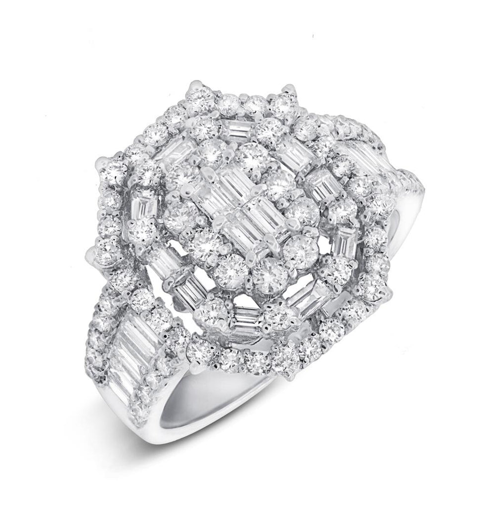 1.84 Ctw 18k White Gold Diamond Womens Ring