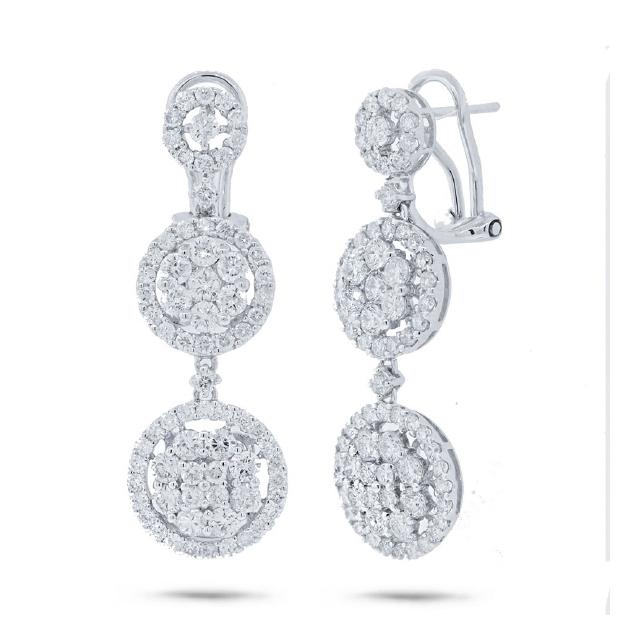 3.40 Ctw 18k White Gold Diamond Earring