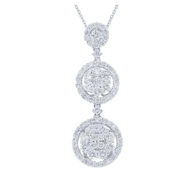 2.11 Ctw 18k White Gold Diamond Pendant Necklace With 18 Inch Chain