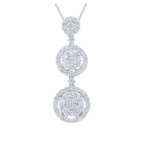 2.11 Ctw 18k White Gold Diamond Pendant Necklace With 18 Inch Chain