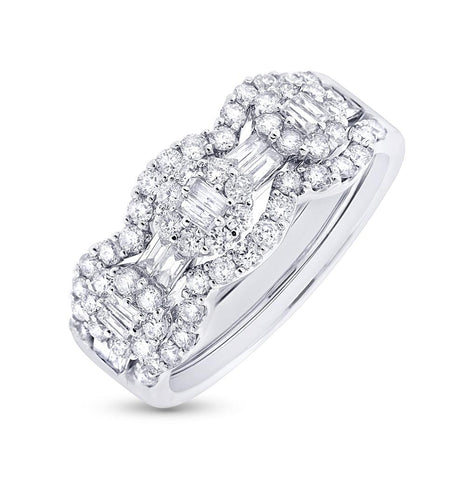 1.07 Ctw 18k White Gold Diamond Womens Ring 3-pc