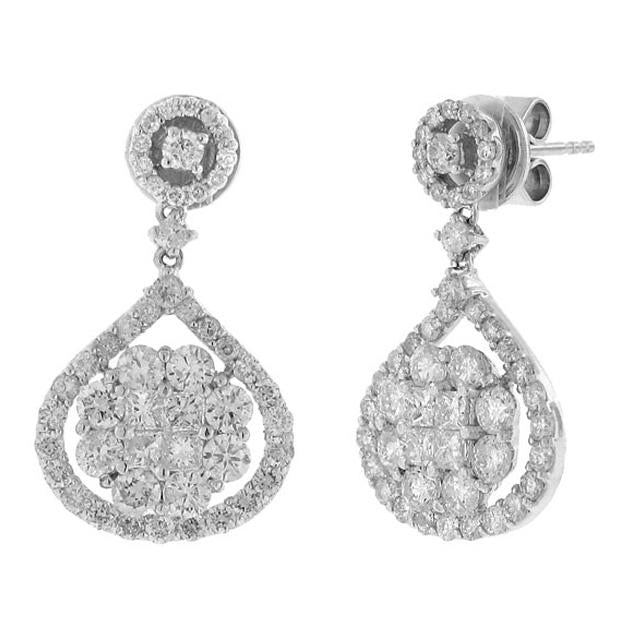 2.88 Ctw 18k White Gold Diamond Earring