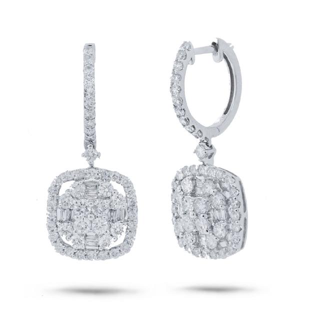 2.14 Ctw 18k White Gold Diamond Earring