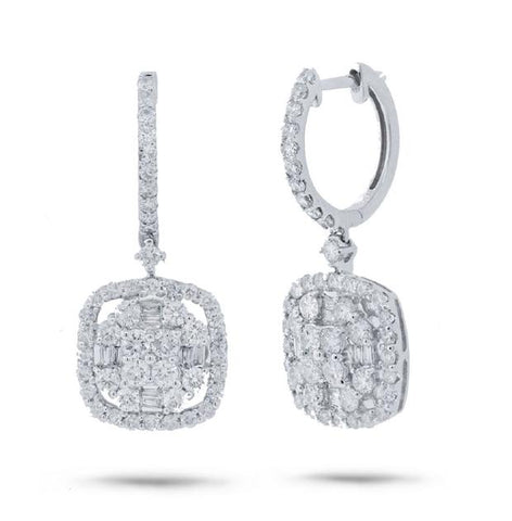 2.14 Ctw 18k White Gold Diamond Earring