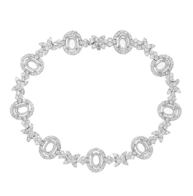 5.34 Ctw 18k White Gold Diamond Semi-mount Bracelet