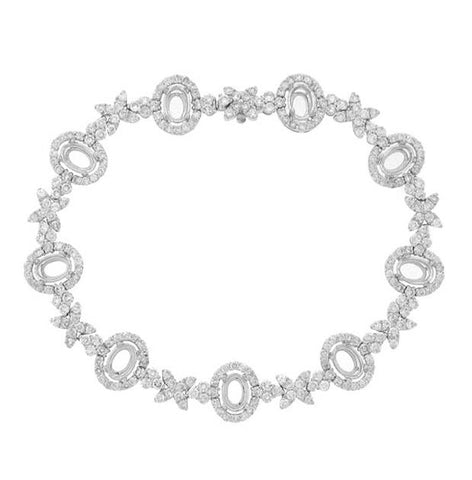 5.34 Ctw 18k White Gold Diamond Semi-mount Bracelet