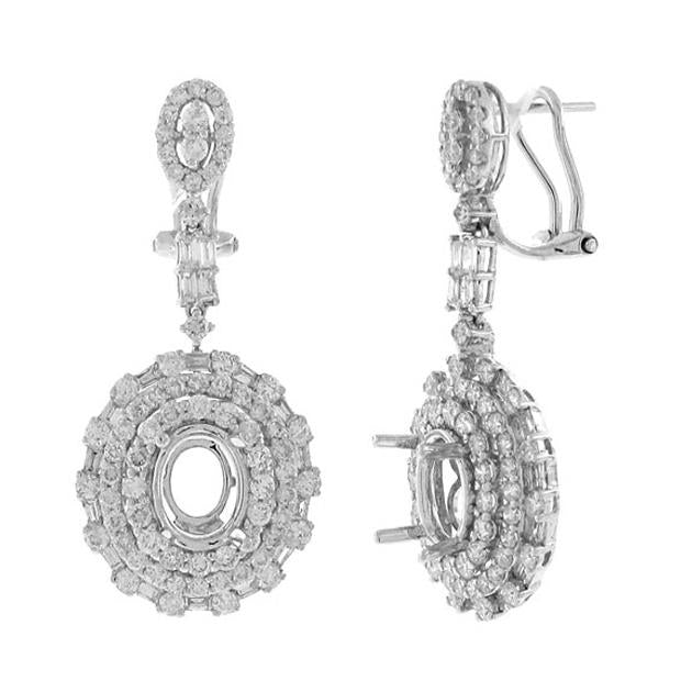 3.74 Ctw 18k White Gold Diamond Semi-mount Earring