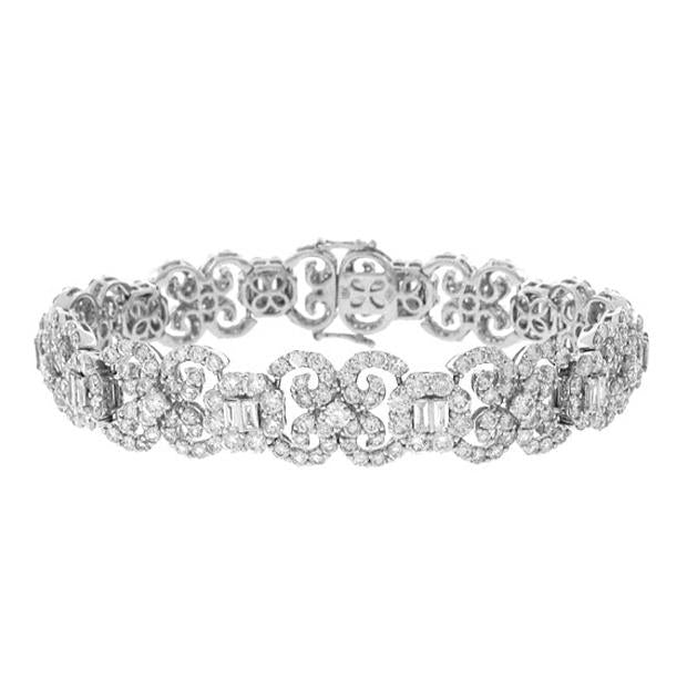 10.02 Ctw 18k White Gold Diamond Womens Bracelet