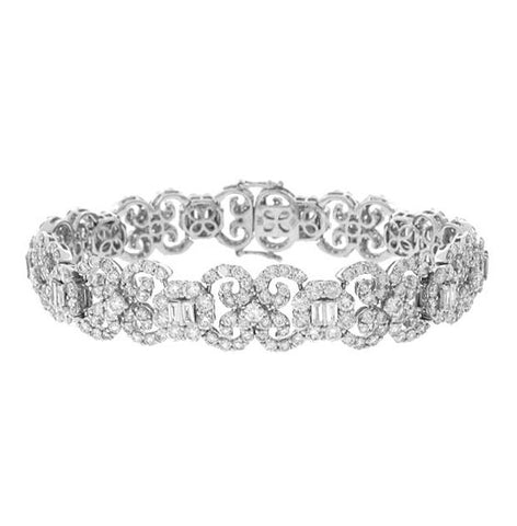 10.02 Ctw 18k White Gold Diamond Womens Bracelet