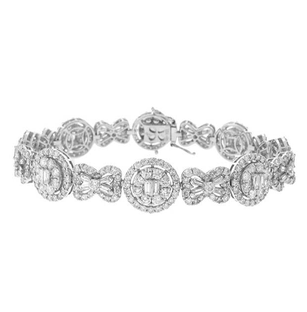 9.07 Ctw 18k White Gold Diamond Womens Bracelet