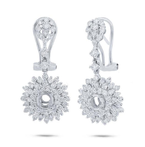 1.47 Ctw 18k White Gold Diamond Semi-mount Earring