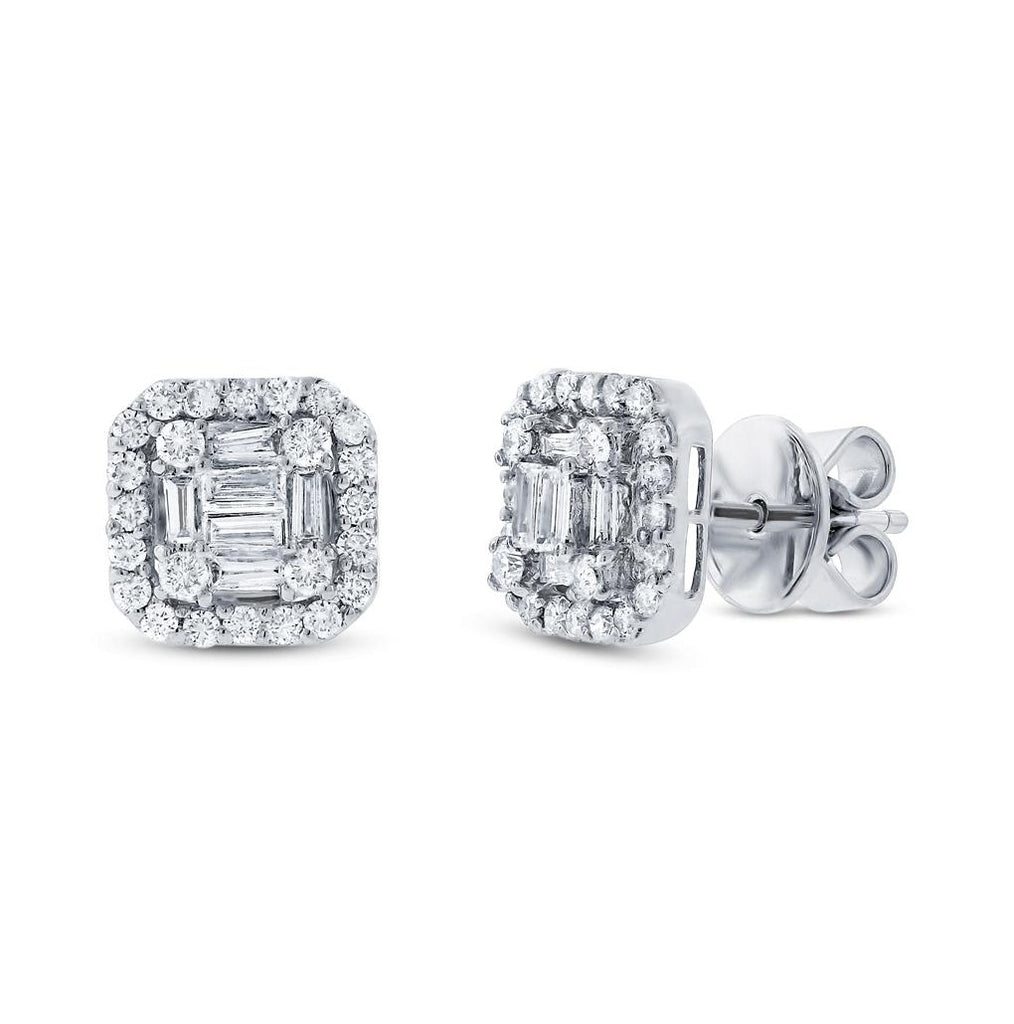 0.87 Ctw 18k White Gold Diamond Earring