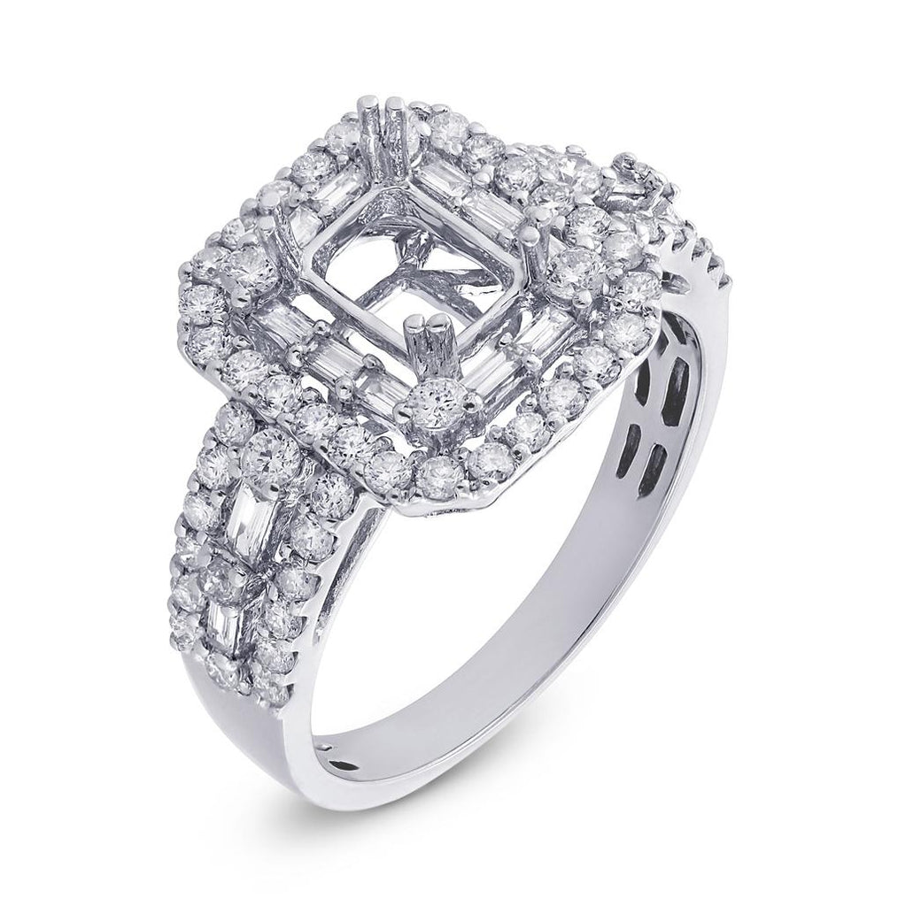 1.10 Ctw 18k White Gold Diamond Semi-mount Ring