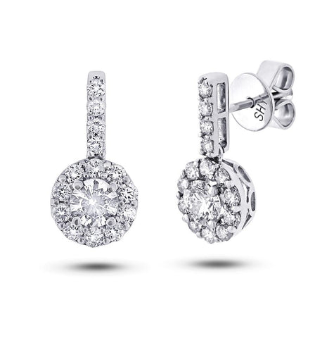 0.63 Ctw Round Brilliant Center And 0.72 Ctw Side 18k White Gold Diamond Earring