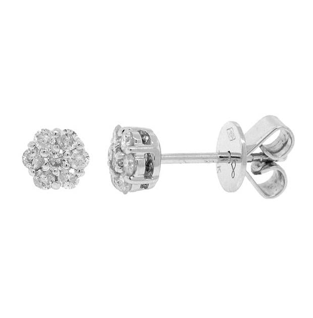 0.33 Ctw 18k White Gold Diamond Cluster Stud Earring