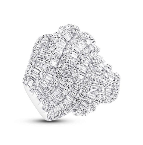 4.10 Ctw 18k White Gold Diamond Baguette Womens Ring