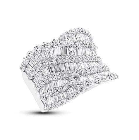 3.62 Ctw 18k White Gold Diamond Womens Baguette Ring