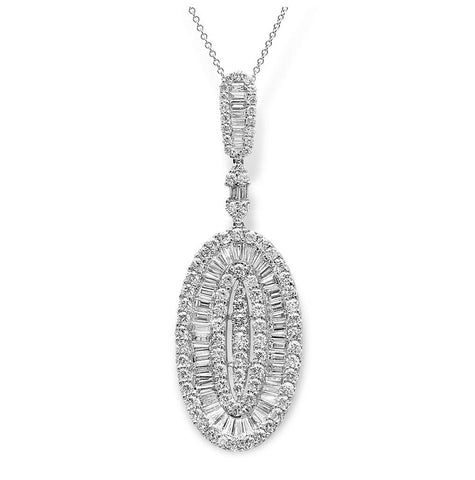 4.92 Ctw 18k White Gold Diamond Pendant Necklace With 18 Inch Chain